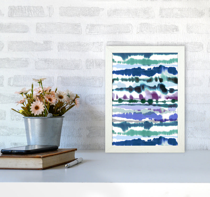 Soft Nautical Watercolor Lines blue Abstract Art Print by Ninola Design A4 Oak Frame
