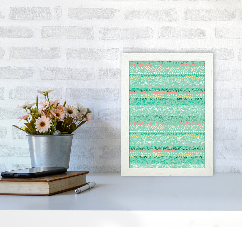 Little Textured Minimal Dots Green Abstract Art Print by Ninola Design A4 Oak Frame
