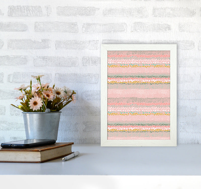 Little Textured Minimal Dots Pink Abstract Art Print by Ninola Design A4 Oak Frame