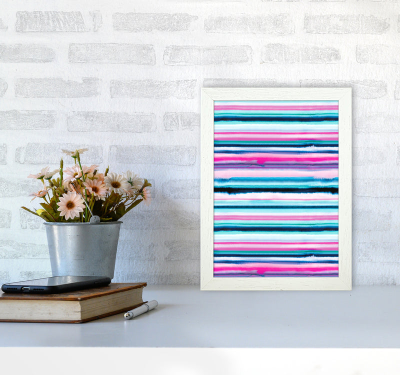 Degrade Stripes Watercolor Pink Abstract Art Print by Ninola Design A4 Oak Frame