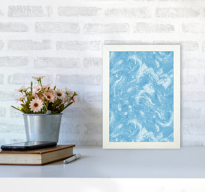 Abstract Dripping Painting Blue Abstract Art Print by Ninola Design A4 Oak Frame