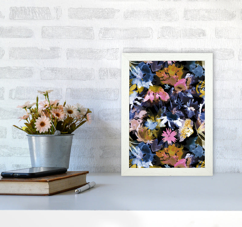 Watercolor Sring Memories Black Abstract Art Print by Ninola Design A4 Oak Frame