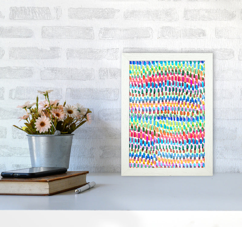 Artsy Strokes Stripes Colorful Abstract Art Print by Ninola Design A4 Oak Frame
