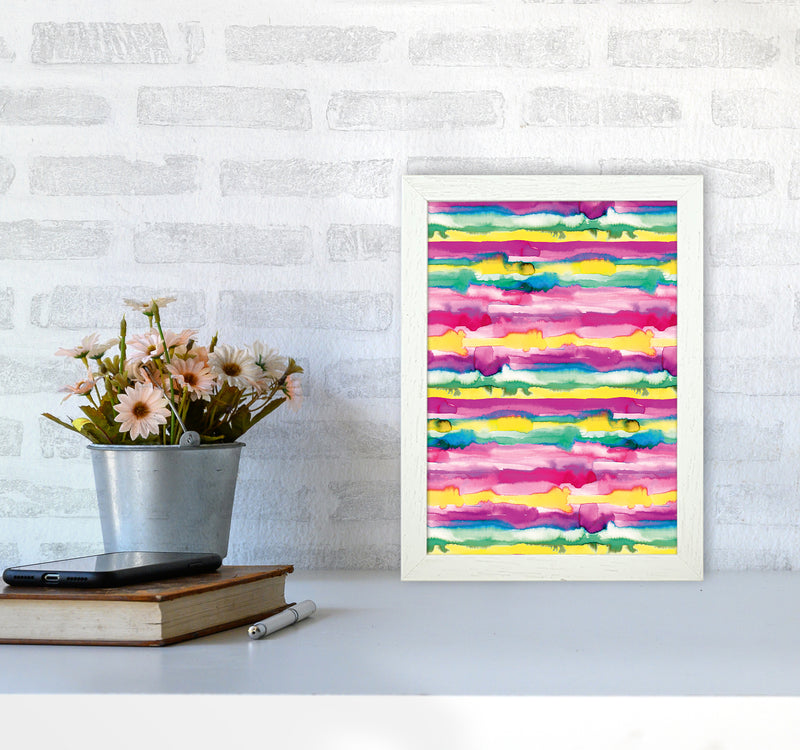 Gradient Tropical Color Lines Abstract Art Print by Ninola Design A4 Oak Frame