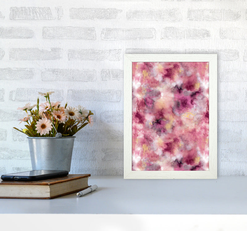 Smoky Marble Watercolor Pink Abstract Art Print by Ninola Design A4 Oak Frame