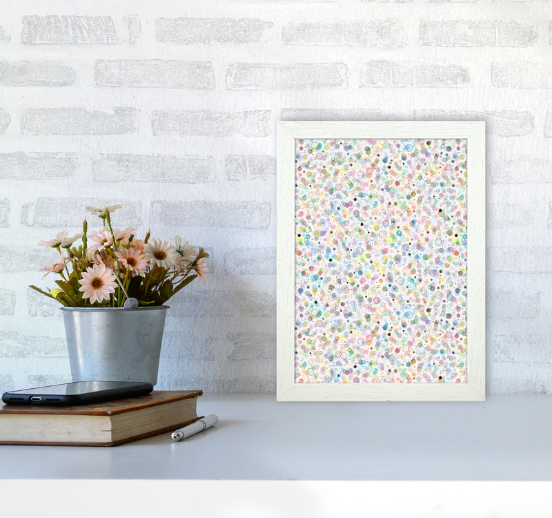 Cosmic Bubbles Multicolored Abstract Art Print by Ninola Design A4 Oak Frame