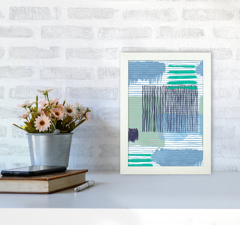 Abstract Striped Geo Green Abstract Art Print by Ninola Design A4 Oak Frame