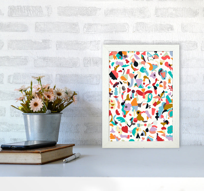 Dreamy Animal Shapes White Abstract Art Print by Ninola Design A4 Oak Frame