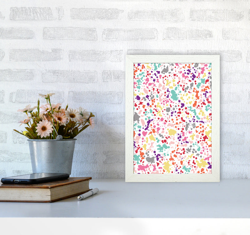 Splatter Dots Multicolored Abstract Art Print by Ninola Design A4 Oak Frame