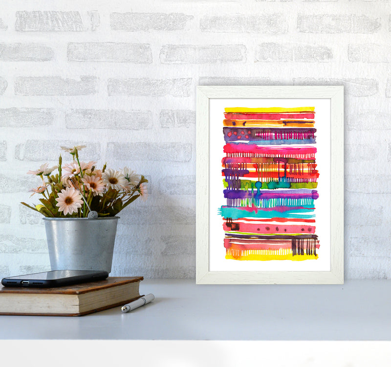 Irregular Watercolor Lines Abstract Art Print by Ninola Design A4 Oak Frame