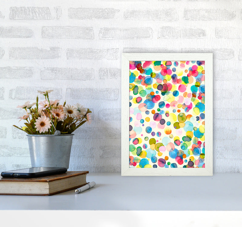 Watercolor Colorful Drops Abstract Art Print by Ninola Design A4 Oak Frame