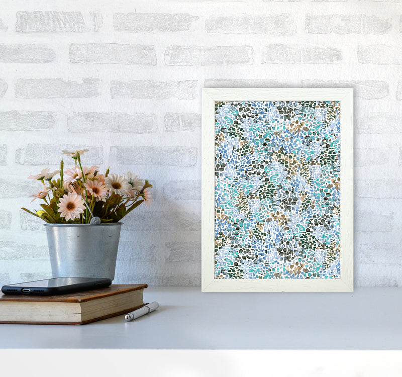 Speckled Watercolor Blue Abstract Art Print by Ninola Design A4 Oak Frame