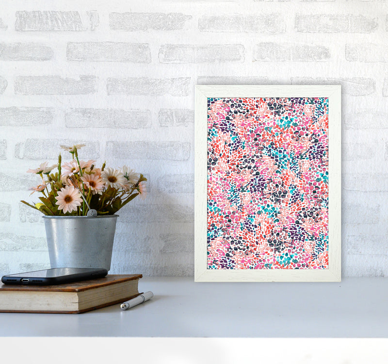 Speckled Watercolor Pink Abstract Art Print by Ninola Design A4 Oak Frame