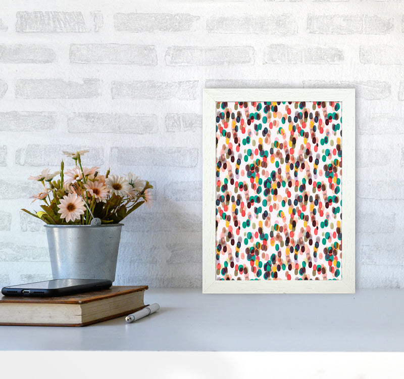 Relaxing Tropical Dots Abstract Art Print by Ninola Design A4 Oak Frame