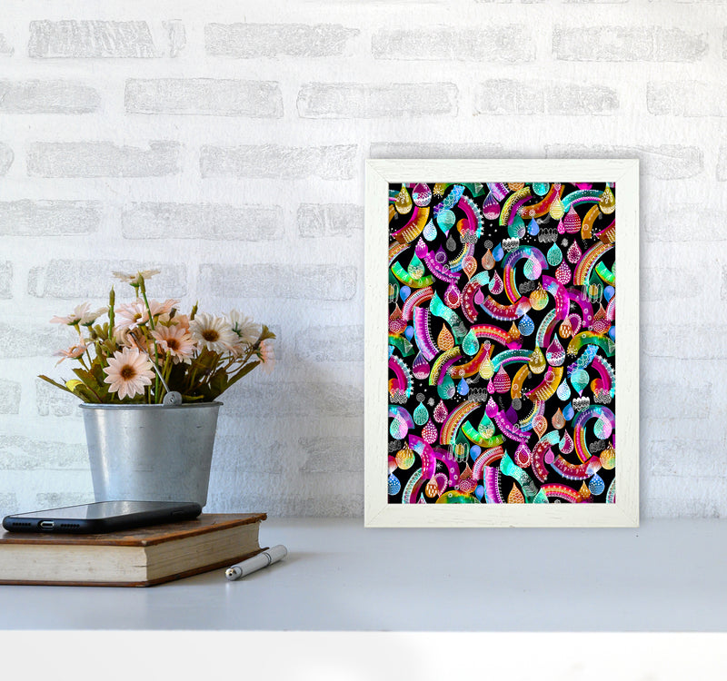 Rainbow Lace Neon Kids Abstract Art Print by Ninola Design A4 Oak Frame