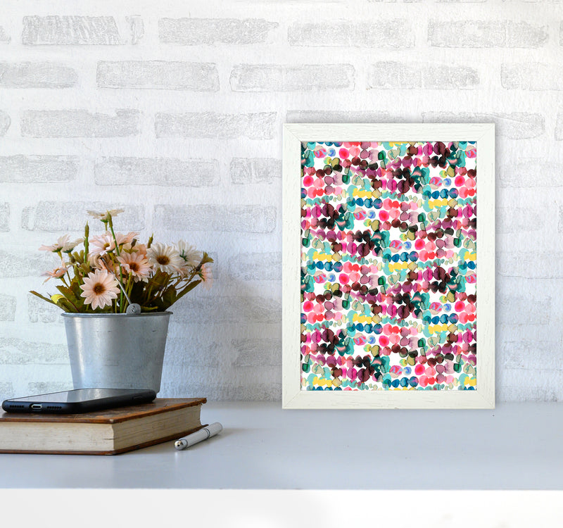 Ink Bleeding Dots Pink Abstract Art Print by Ninola Design A4 Oak Frame