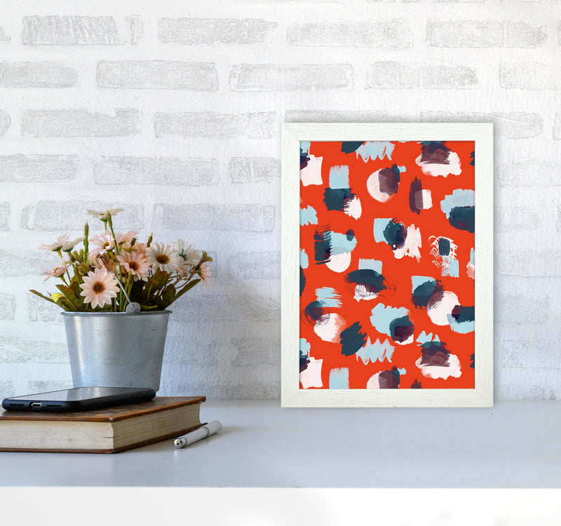 Abstract Stains Coral Abstract Art Print by Ninola Design A4 Oak Frame