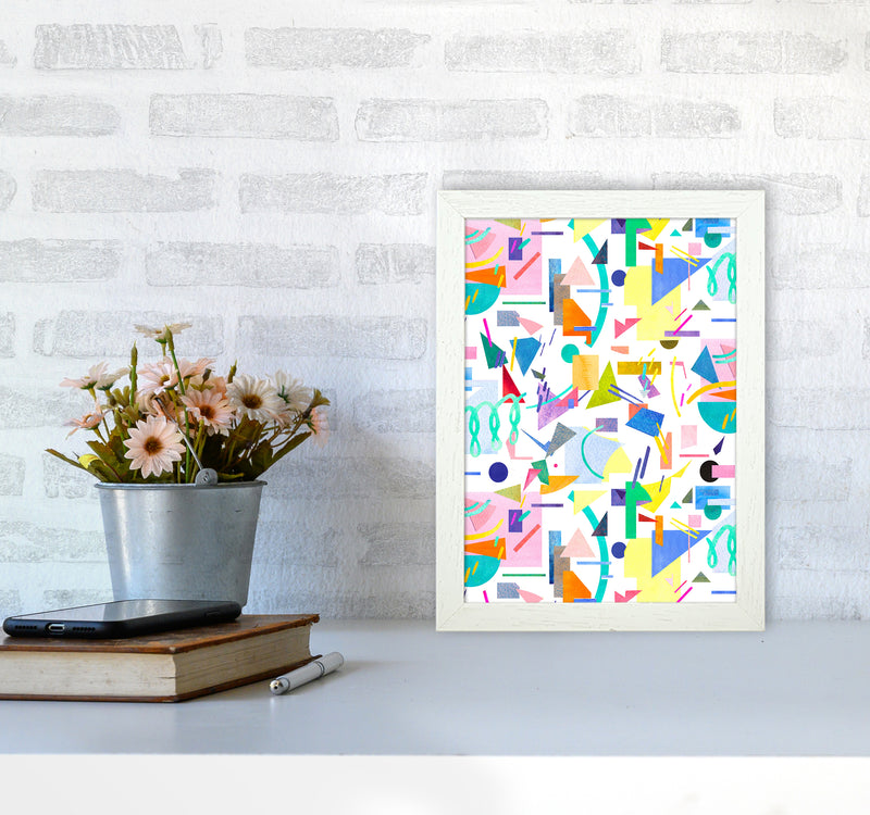 Geometric Collage Pop Abstract Art Print by Ninola Design A4 Oak Frame