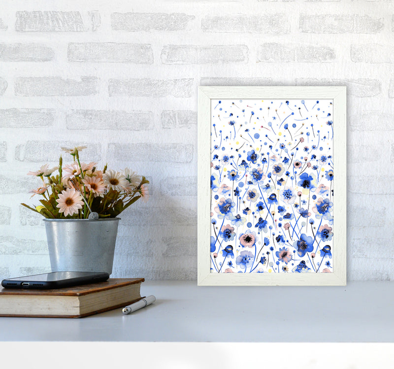 Ink Flowers Degraded Abstract Art Print by Ninola Design A4 Oak Frame