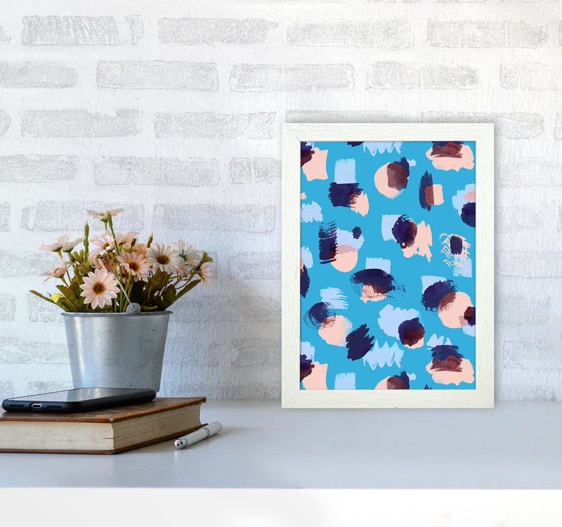 Abstract Stains Blue Abstract Art Print by Ninola Design A4 Oak Frame