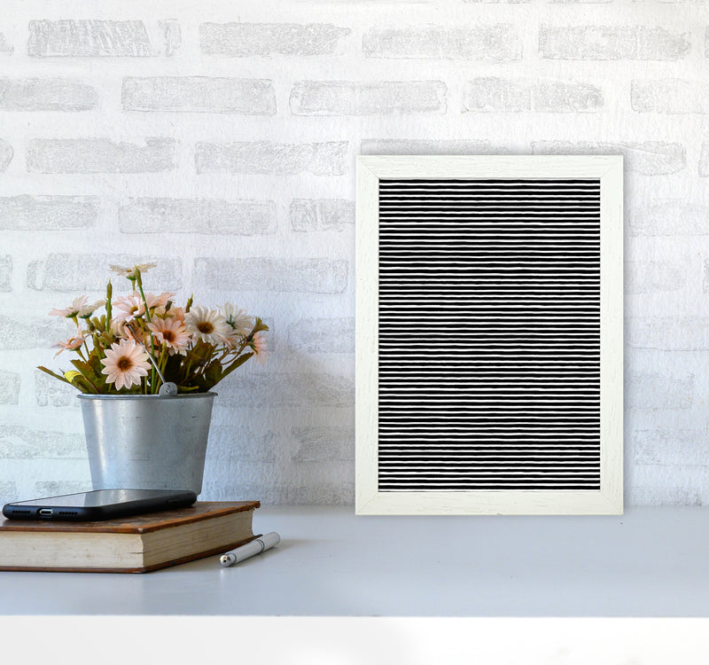 Marker Black Stripes Abstract Art Print by Ninola Design A4 Oak Frame