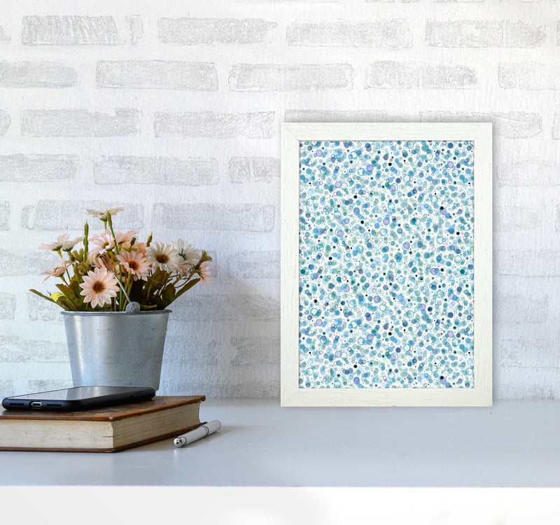 Cosmic Bubbles Blue Abstract Art Print by Ninola Design A4 Oak Frame