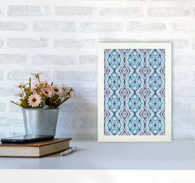 Boho Shibori Blue Abstract Art Print by Ninola Design A4 Oak Frame