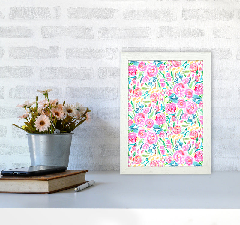 Spring Days Pink Abstract Art Print by Ninola Design A4 Oak Frame