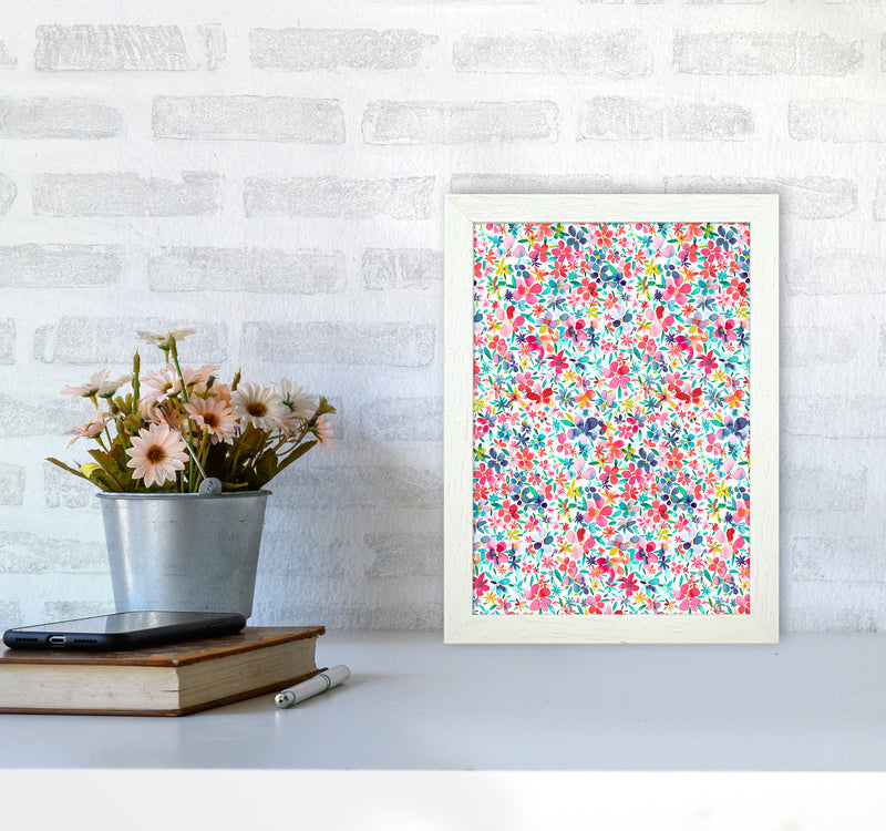 Colorful Petals Abstract Art Print by Ninola Design A4 Oak Frame