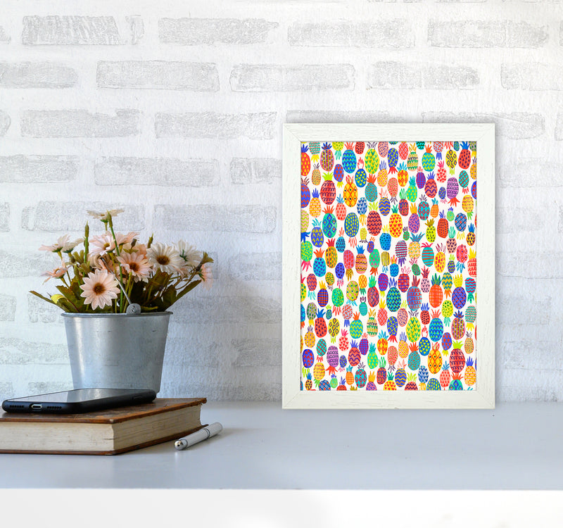 Cute Pineapples Abstract Art Print by Ninola Design A4 Oak Frame