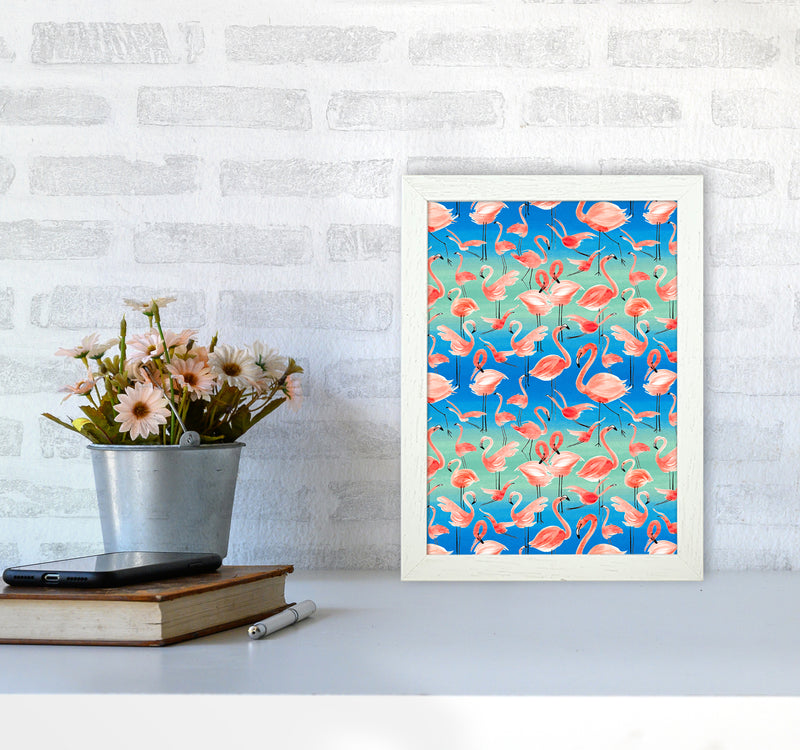 Flamingo Pink Abstract Art Print by Ninola Design A4 Oak Frame