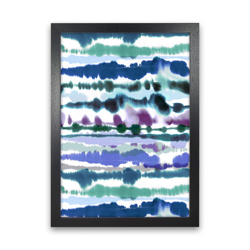 Soft Nautical Watercolor Lines blue Abstract Art Print by Ninola Design Black Grain