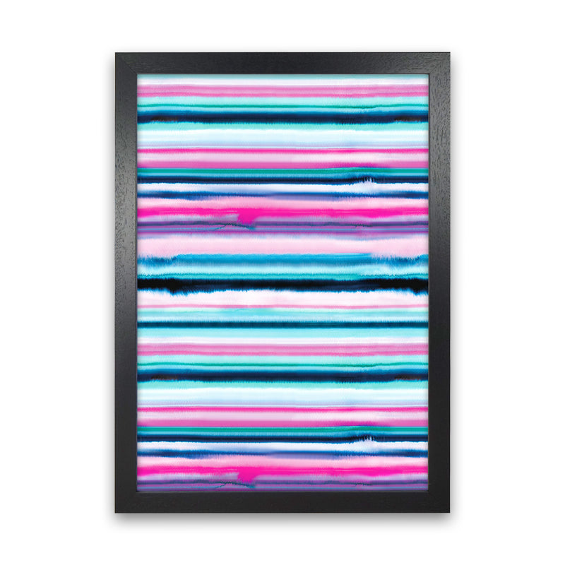 Degrade Stripes Watercolor Pink Abstract Art Print by Ninola Design Black Grain