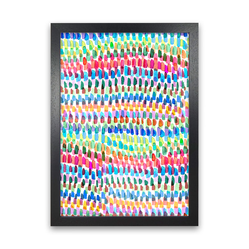 Artsy Strokes Stripes Colorful Abstract Art Print by Ninola Design Black Grain
