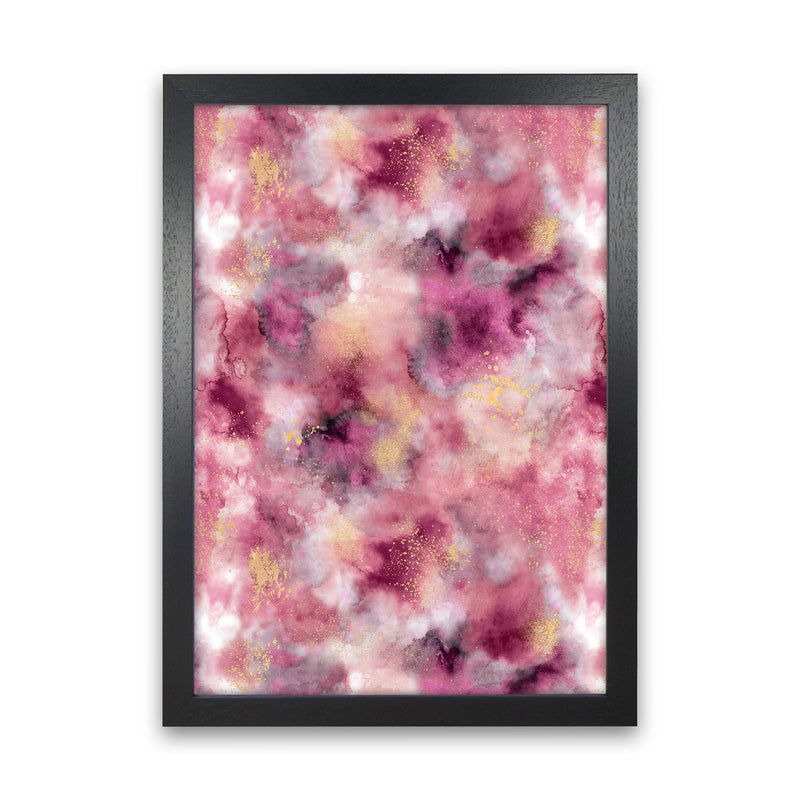 Smoky Marble Watercolor Pink Abstract Art Print by Ninola Design Black Grain