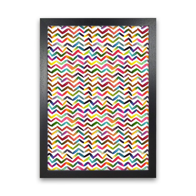Chevron Stripes Multicolored Abstract Art Print by Ninola Design Black Grain