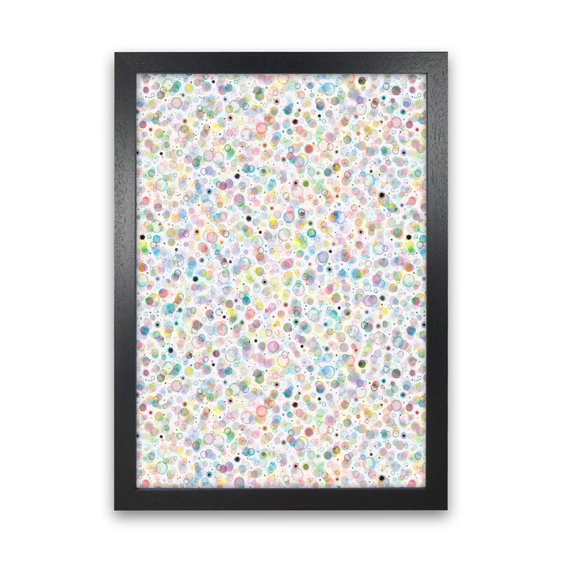 Cosmic Bubbles Multicolored Abstract Art Print by Ninola Design Black Grain