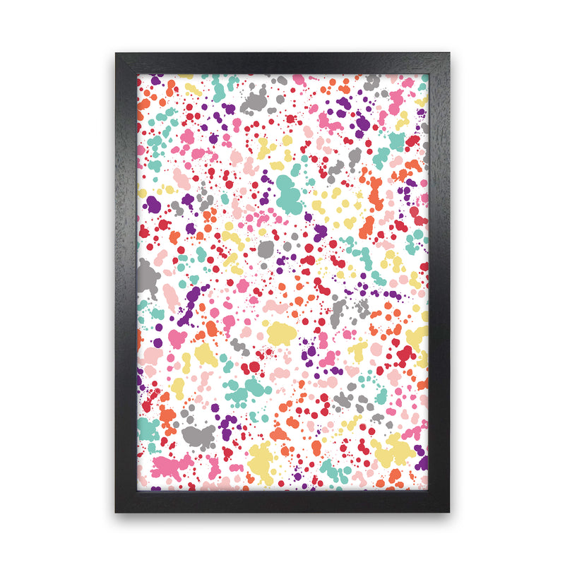 Splatter Dots Multicolored Abstract Art Print by Ninola Design Black Grain