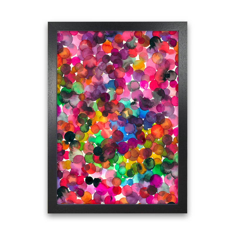 Overlapped Watercolor Dots Abstract Art Print by Ninola Design Black Grain