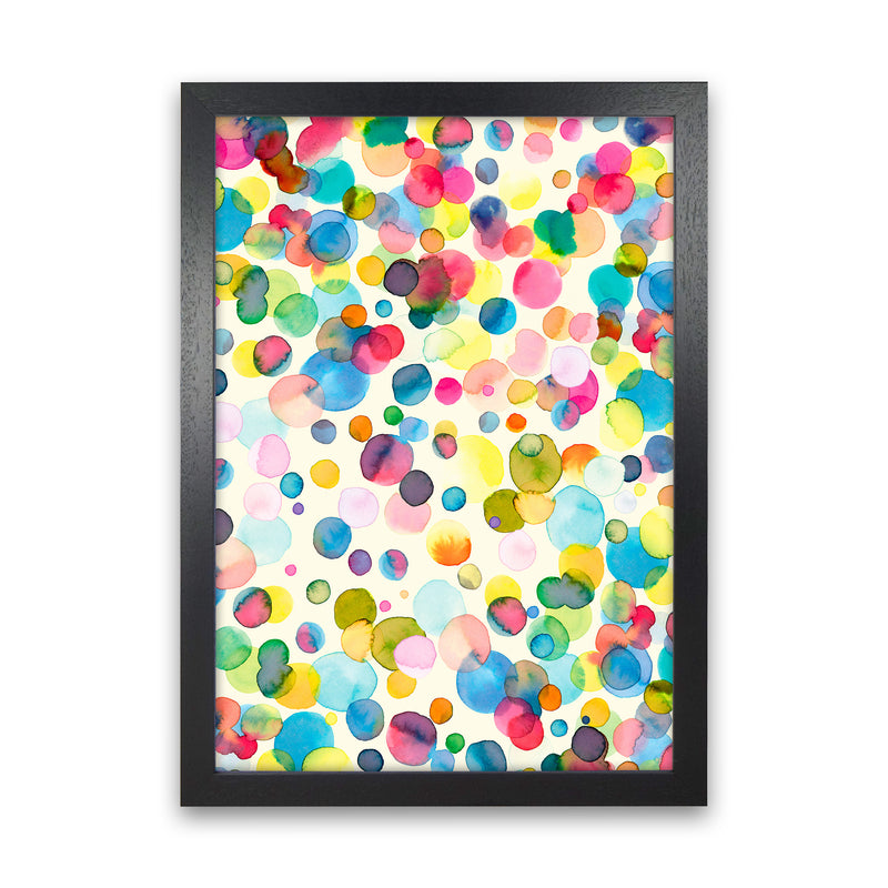 Watercolor Colorful Drops Abstract Art Print by Ninola Design Black Grain