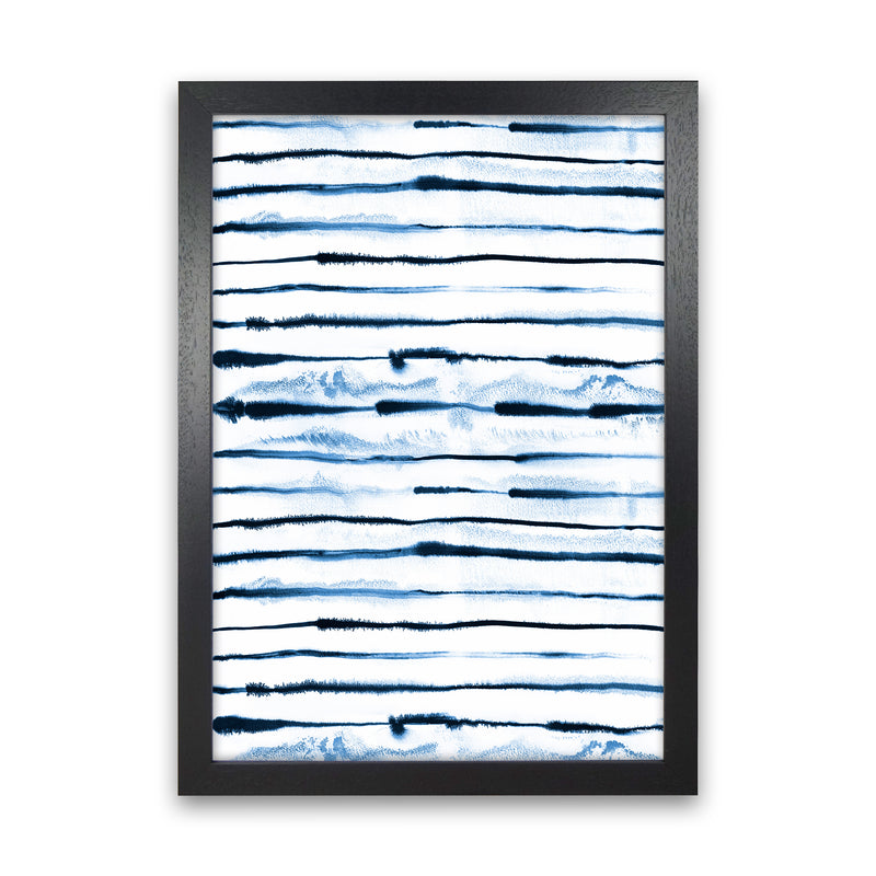 Electric Ink Lines White Abstract Art Print by Ninola Design Black Grain