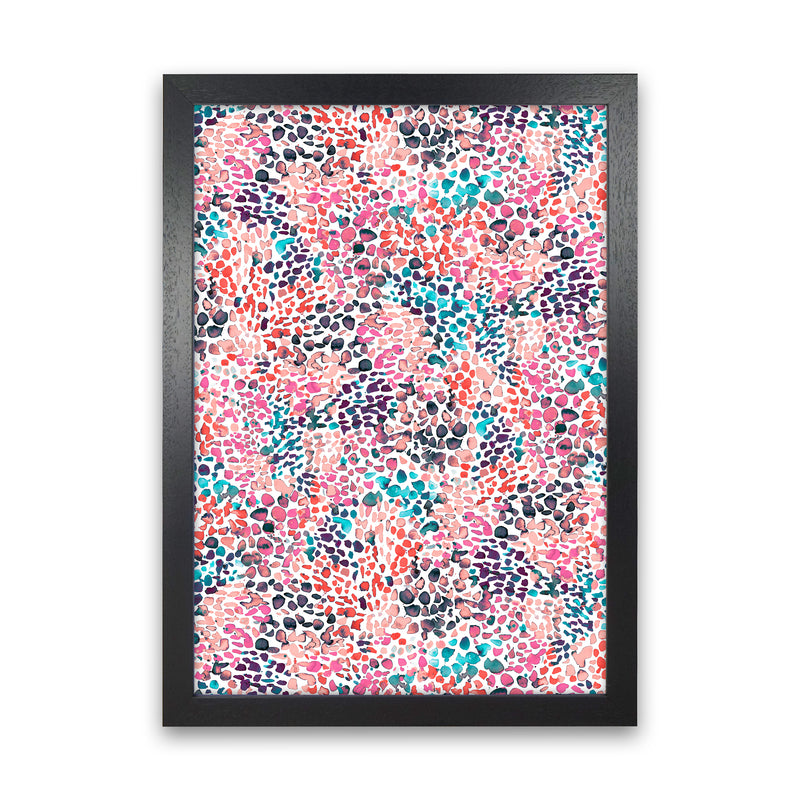 Speckled Watercolor Pink Abstract Art Print by Ninola Design Black Grain