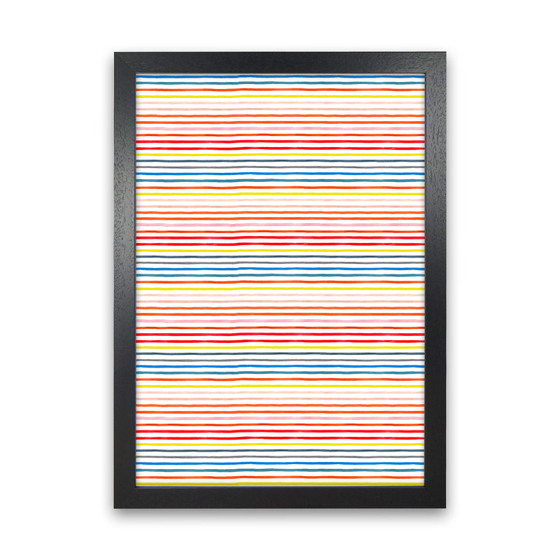 Marker Colorful Stripes Abstract Art Print by Ninola Design Black Grain