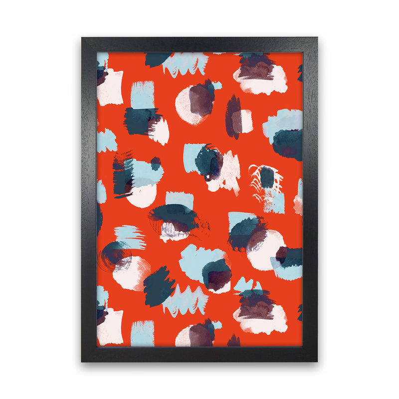 Abstract Stains Coral Abstract Art Print by Ninola Design Black Grain