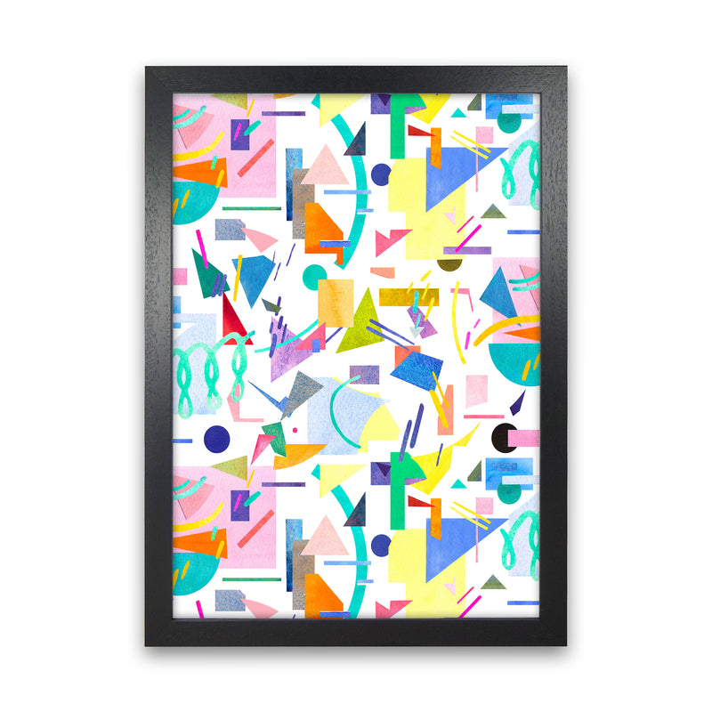 Geometric Collage Pop Abstract Art Print by Ninola Design Black Grain