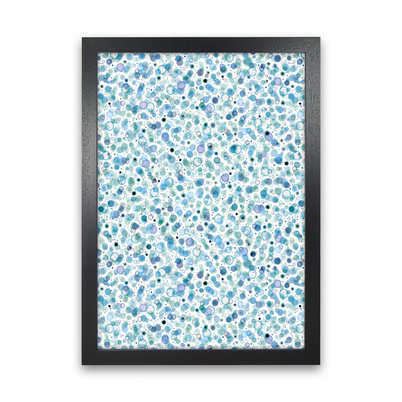 Cosmic Bubbles Blue Abstract Art Print by Ninola Design Black Grain