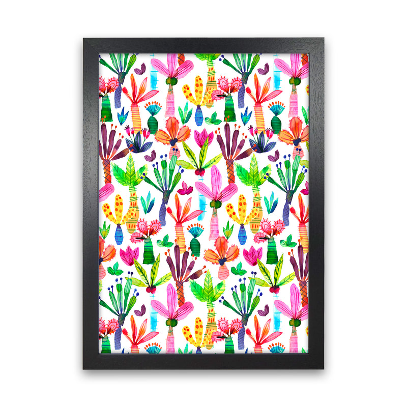 Palms Kids Garden Abstract Art Print by Ninola Design Black Grain