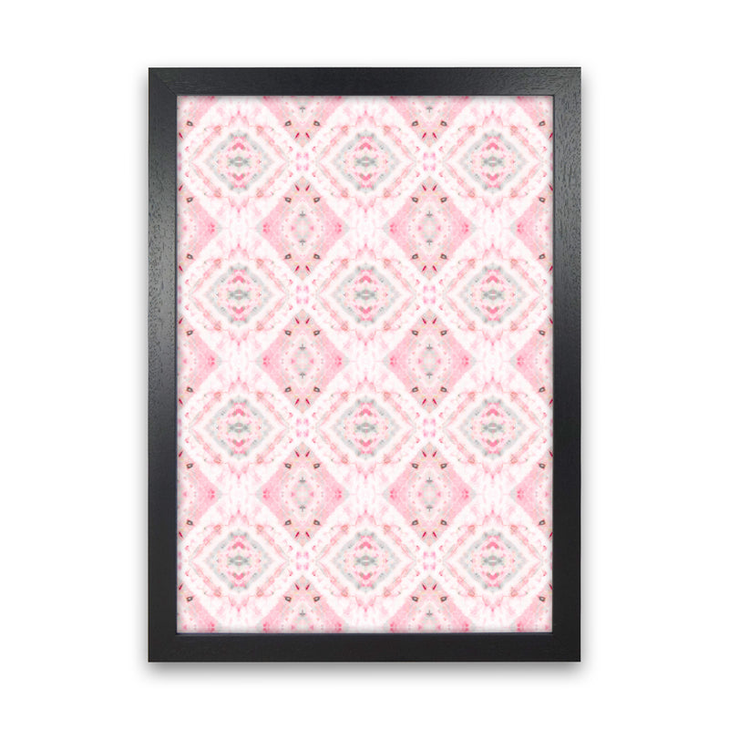 Boho Shibori Pink Abstract Art Print by Ninola Design Black Grain