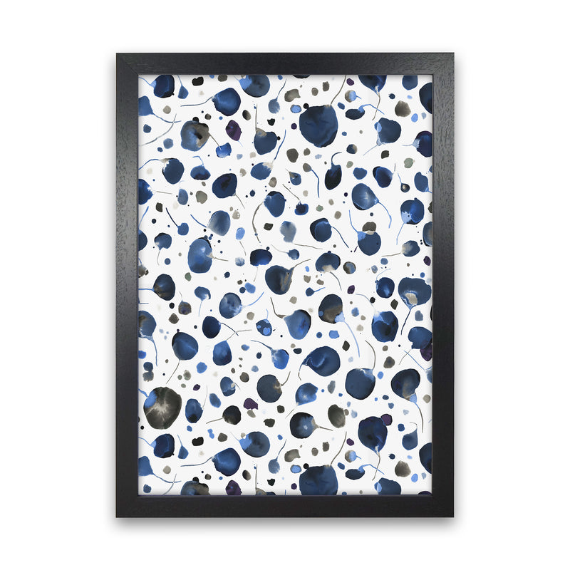 Flying Seeds Blue Abstract Art Print by Ninola Design Black Grain