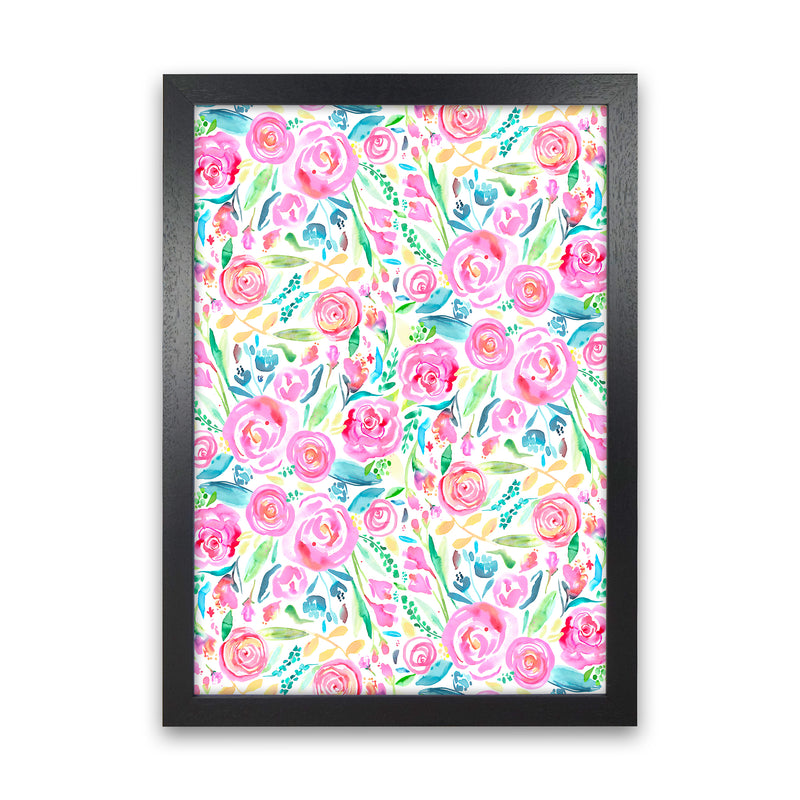 Spring Days Pink Abstract Art Print by Ninola Design Black Grain